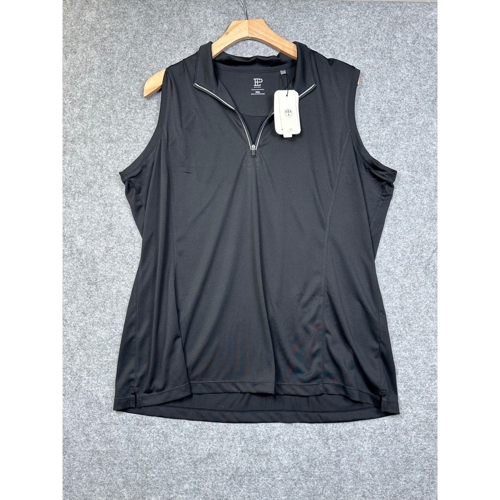 EP New York Womens XXL Black Sleeveless Golf Polo Quarter Zip Moisture Wicking